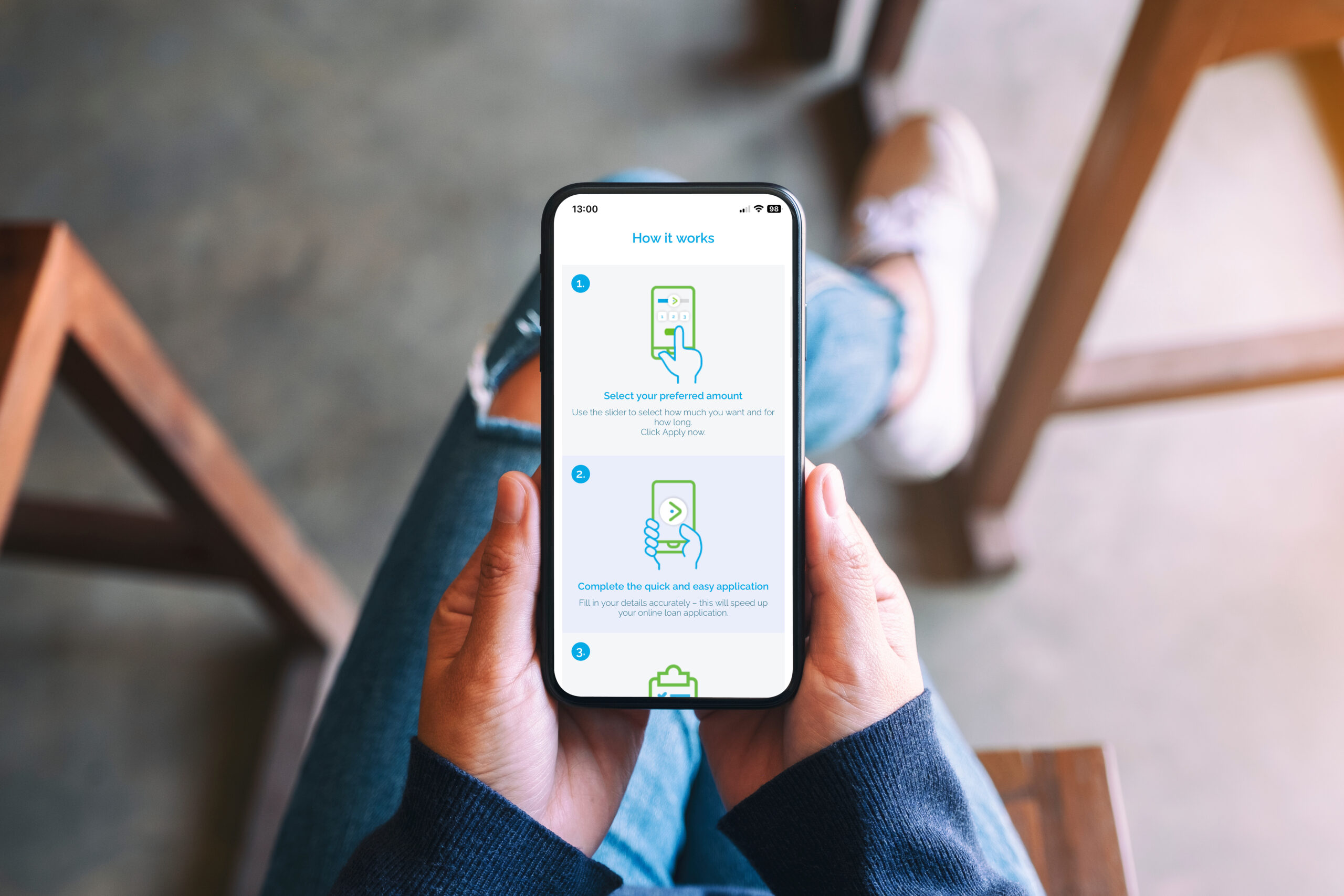mobile screen with fasta loan application