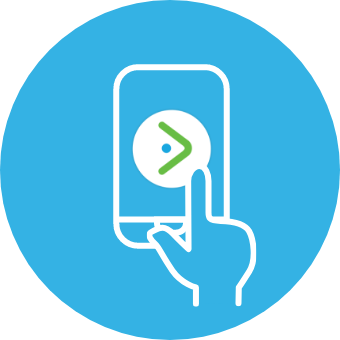 About us icon with a finger clicking on an mobile phone that has the FASTA app open.