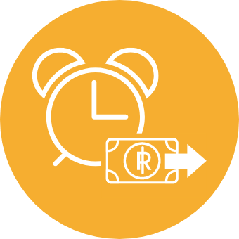 Quick and convenient icon - Clock with cash icon