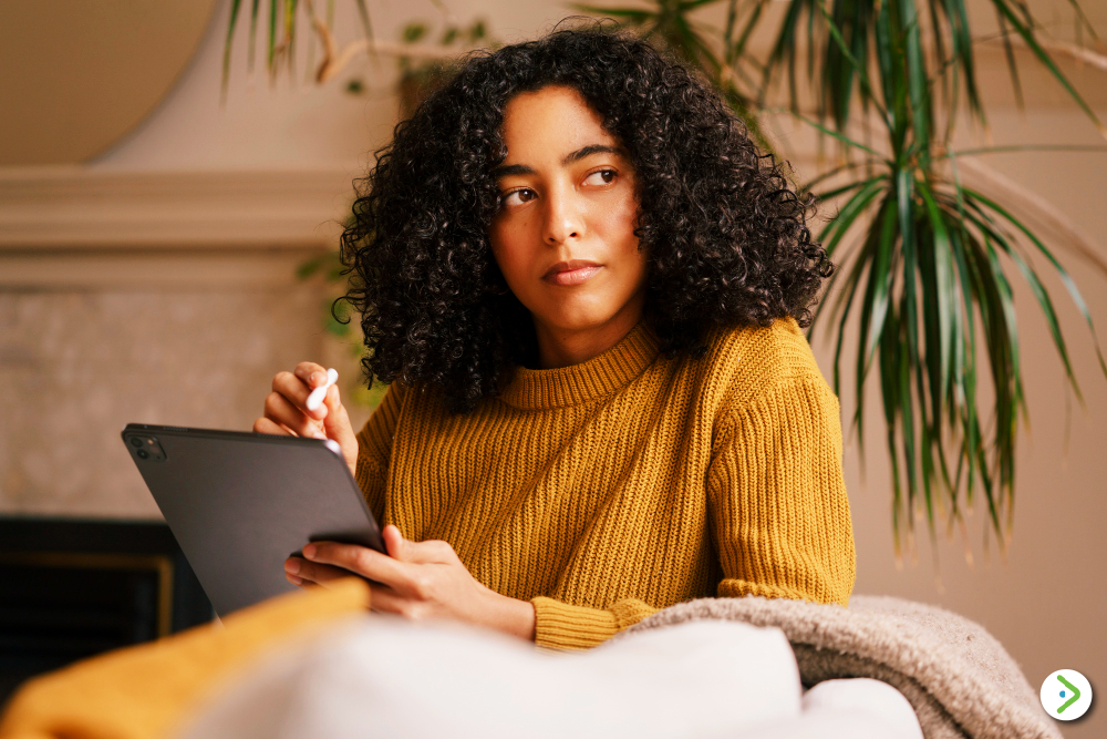 woman getting an easy online loan