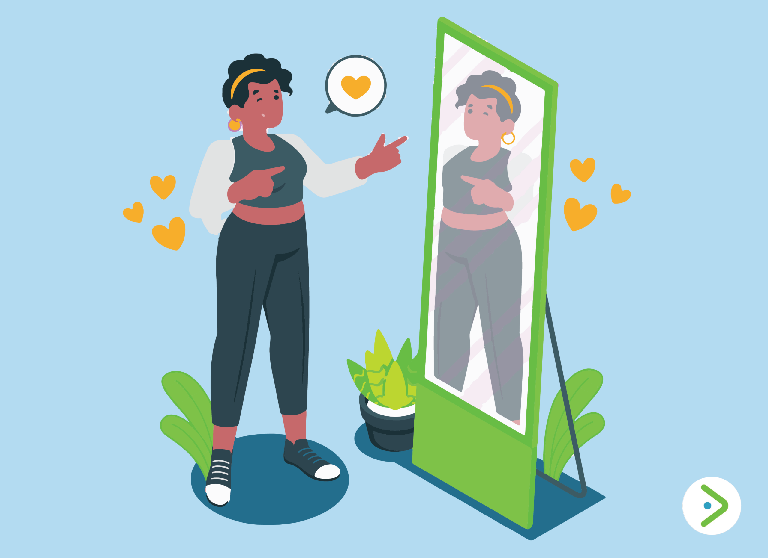 self care woman in mirror