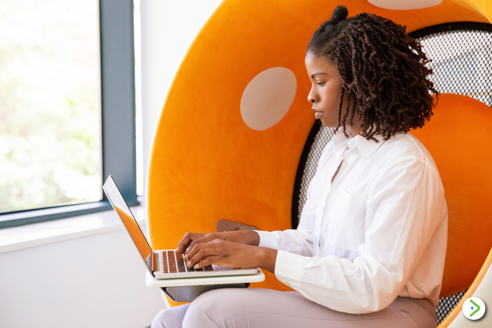 woman getting online loan